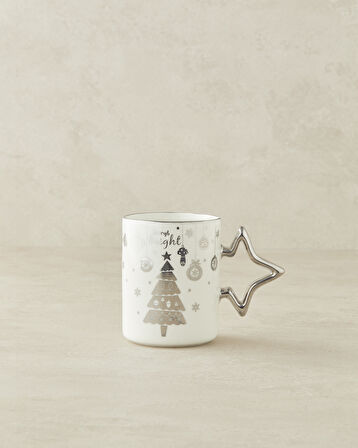 English Home Winter Silver Star New Bone China Yılbaşı Kupa 400 ml Silver