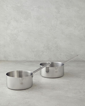 SauceMate Paslanmaz Çelik 2'li Sos Tencere Seti 14-16 cm Silver