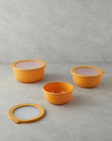 English Home Sara Plastik 3'lü Saklama Kabı 1,5 + 2,5 + 4 lt Sarı