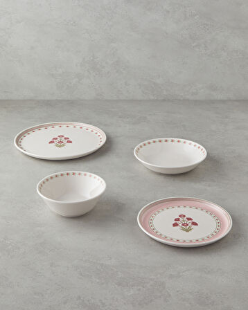 English Home Cloves Seramik Yemek Takımı 24 Parça 6 Kişilik Pembe