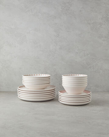 English Home Cloves Seramik Yemek Takımı 24 Parça 6 Kişilik Pembe