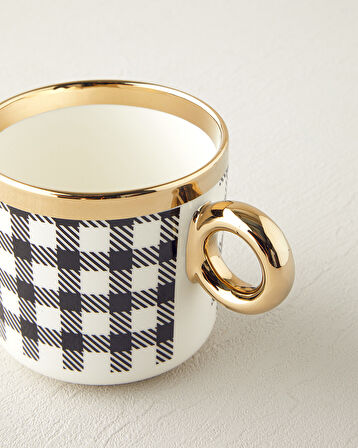 English Home Gold Grid New Bone China Kupa 380 ml Gold