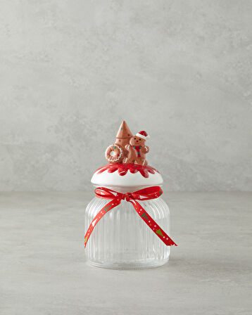 English Home Ginger Man Cam Kavanoz 950 ml Beyaz - Kırmızı