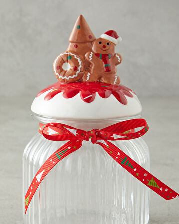 English Home Ginger Man Cam Kavanoz 950 ml Beyaz - Kırmızı