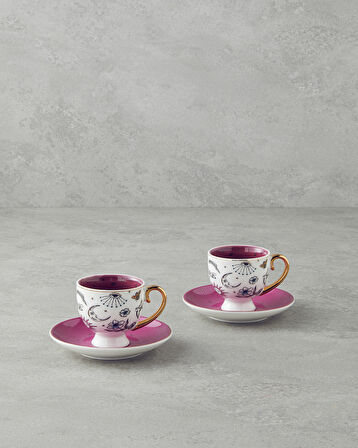 English Home Talisman Magic New Bone China 4 Parça 2 Kişilik Kahve Fincan Takımı 100 ml Beyaz