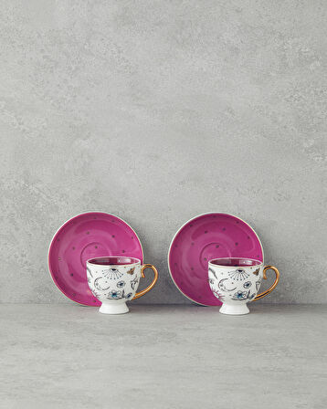 English Home Talisman Magic New Bone China 4 Parça 2 Kişilik Kahve Fincan Takımı 100 ml Beyaz