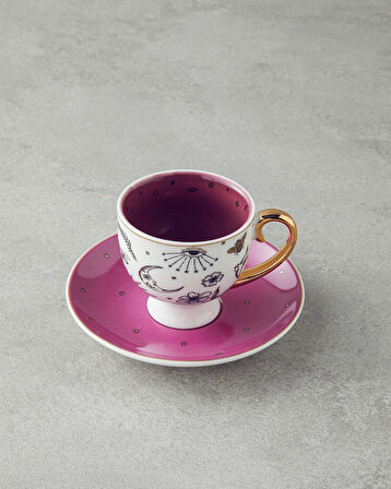 English Home Talisman Magic New Bone China 4 Parça 2 Kişilik Kahve Fincan Takımı 100 ml Beyaz