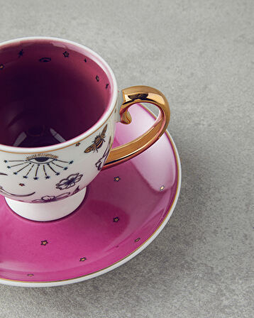 English Home Talisman Magic New Bone China 4 Parça 2 Kişilik Kahve Fincan Takımı 100 ml Beyaz