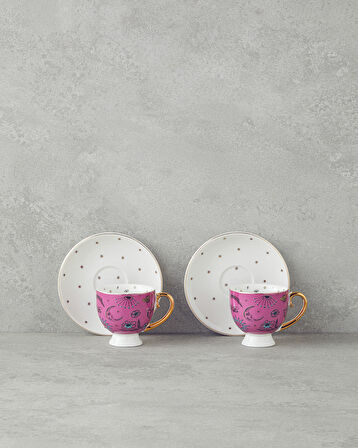 English Home Talisman Magic New Bone China 4 Parça 2 Kişilik Kahve Fincan Takımı 100 ml Pembe
