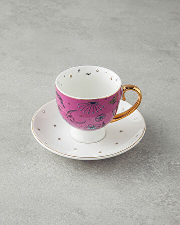 English Home Talisman Magic New Bone China 4 Parça 2 Kişilik Kahve Fincan Takımı 100 ml Pembe