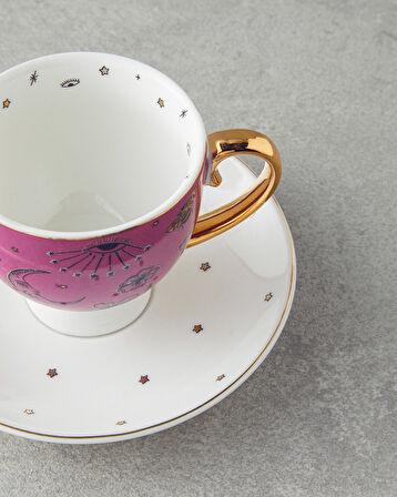English Home Talisman Magic New Bone China 4 Parça 2 Kişilik Kahve Fincan Takımı 100 ml Pembe