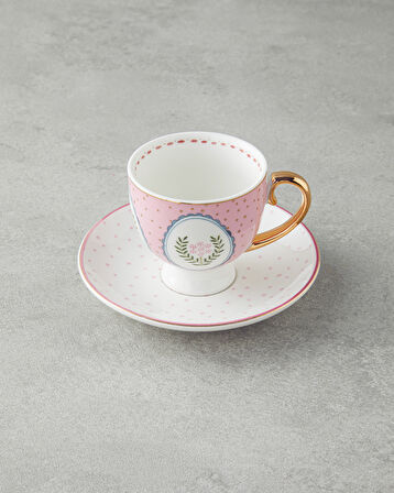 English Home Retro Vibe New Bone China 4 Parça 2 Kişilik Kahve Fincan Takımı 100 ml Pembe