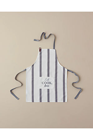 Cookery Pamuk Polyester Mutfak Önlüğü 70x55 Cm Beyaz - Gri