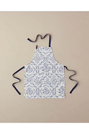 Cooktop Pamuk Polyester Mutfak Önlüğü 70x55 Cm Beyaz - Mavi