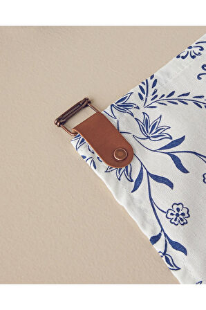 Cooktop Pamuk Polyester Mutfak Önlüğü 70x55 Cm Beyaz - Mavi