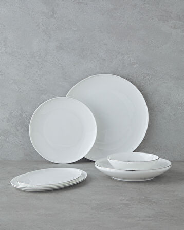 Milano Bone Porselen Yemek Takımı 27 Parça 6 Kişilik Silver