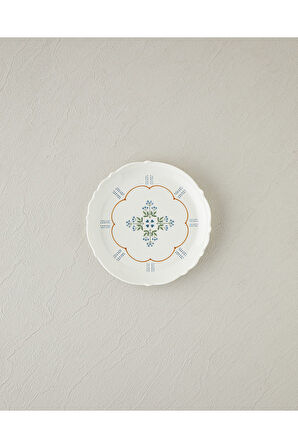 Retro Paisley New Bone China Pasta Tabağı 18 cm Beyaz - Mavi