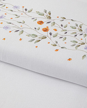 Belleza Krep Super King Nevresim Takımı 260x220 cm Mavi-Turuncu