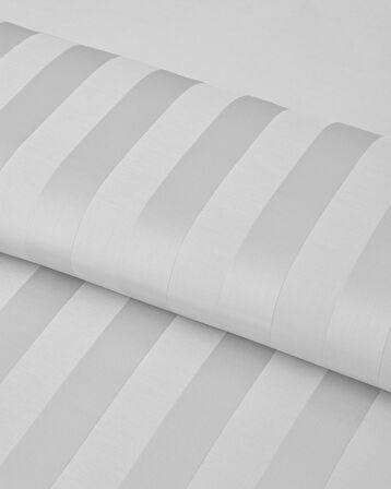 Deluxe Çizgili Pamuk Saten King Size Nevresim Takımı 240x220 cm Kırık Beyaz