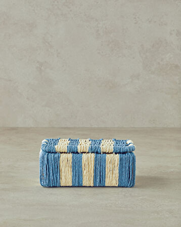 English Home Colorful Striped Kağıt İp Dekoratif Kutu Lacivert