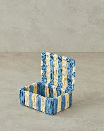 English Home Colorful Striped Kağıt İp Dekoratif Kutu Lacivert