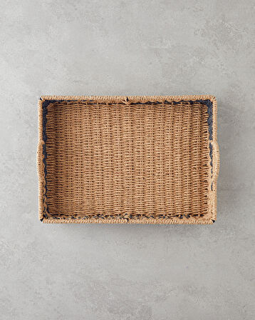 English Home Denver Kağıt İp Dekoratif Tepsi 35x25x5cm Natural-Siyah