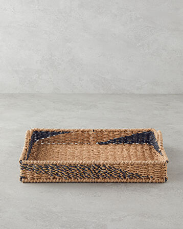 English Home Denver Kağıt İp Dekoratif Tepsi 35x25x5cm Natural-Siyah