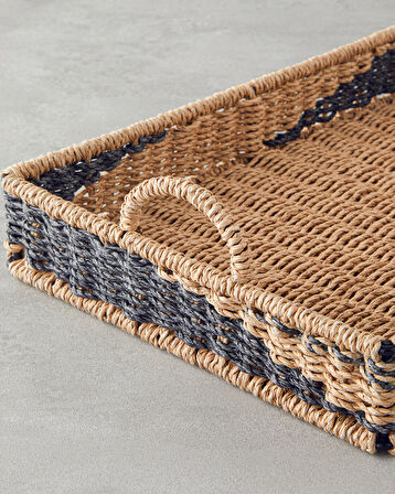 English Home Denver Kağıt İp Dekoratif Tepsi 35x25x5cm Natural-Siyah