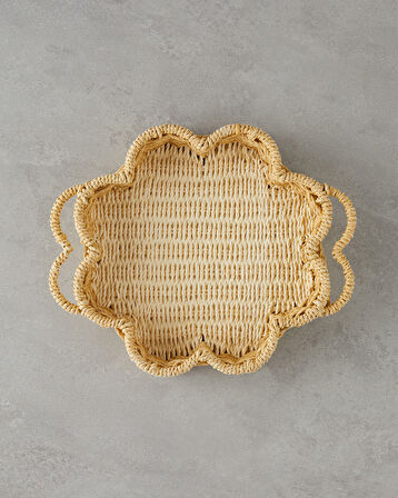 English Home Flore Kağıt İp Dekoratif Tepsi 25x5 cm Natural