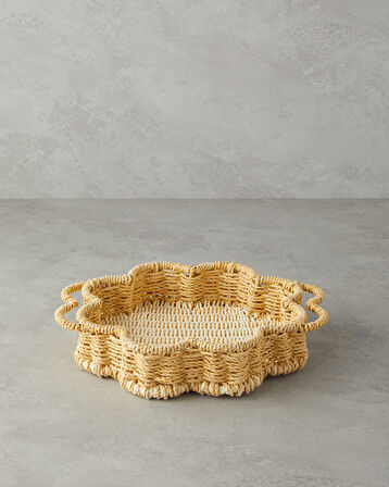 English Home Flore Kağıt İp Dekoratif Tepsi 25x5 cm Natural