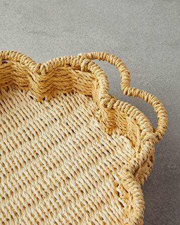 English Home Flore Kağıt İp Dekoratif Tepsi 25x5 cm Natural