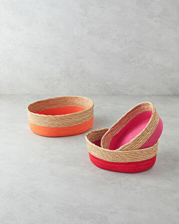 English Home Colorful Lines Kağıt İp Sepet Pembe