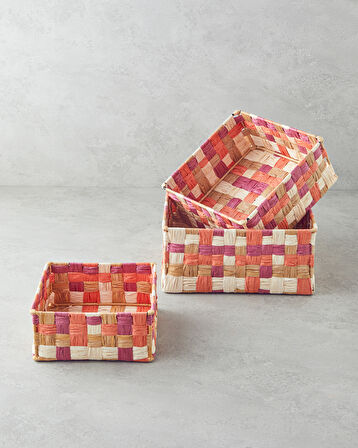 English Home Modern Square Kağıt İp Sepet 22x22x10cm Turuncu