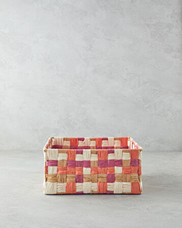 English Home Modern Square Kağıt İp Sepet 26x26x12cm Turuncu