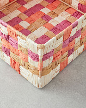 English Home Modern Square Kağıt İp Sepet 26x26x12cm Turuncu