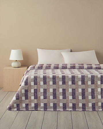 English Home Magnet Pamuklu King Size Battaniye Krem - Bordo