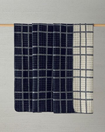 English Home Intense Stripe Pamuklu Çift Kişilik Battaniye 200x220 cm Siyah