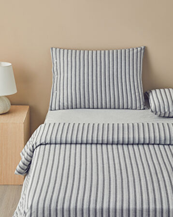 English Home Elite Lines İpliği Boyalı King Size Nevresim Takımı Gri