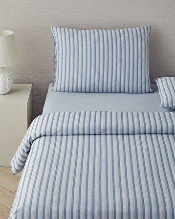 English Home Elite Lines İpliği Boyalı King Size Nevresim Takımı Lacivert