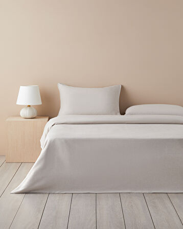English Home Pied de poule İpliği Boyalı King Size Nevresim Takımı 240x220 cm Bej