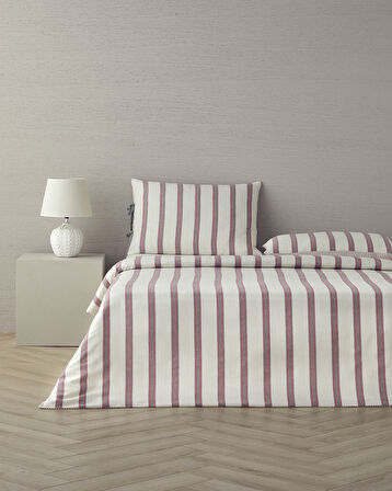 English Home Cool Stripe İpliği Boyalı King Size Nevresim Takımı Bordo-Yeşil