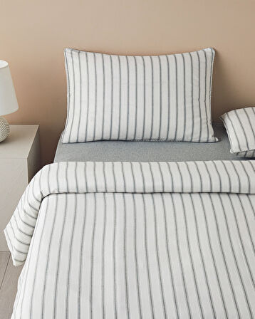 English Home Pure Stripe İpliği Boyalı Tek Kişilik Nevresim Takımı 160x220 cm Yeşil