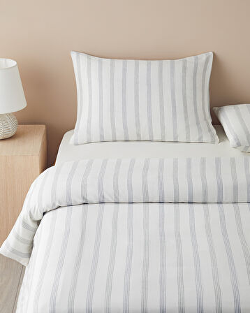 English Home Bold Stitch İpliği Boyalı Çift Kişilik Nevresim Takımı Lacivert-Yeşil