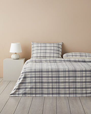 English Home Waffle Check İpliği Boyalı Tek Kişilik Nevresim Takımı 160x220 cm Gri