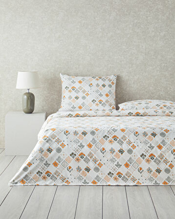 English Home Vintage Argyle Pamuklu Çift Kişilik Nevresim Seti Yeşil-Sarı