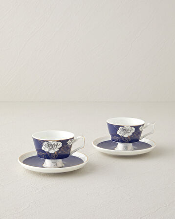 English Home Evelina New Bone China 4 Parça 2 Kişilik Kahve Fincan Takımı 90 ml Lacivert