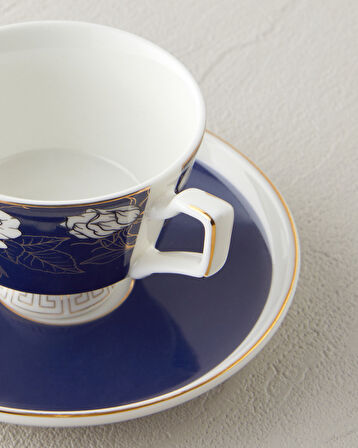 English Home Evelina New Bone China 4 Parça 2 Kişilik Kahve Fincan Takımı 90 ml Lacivert