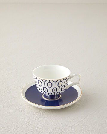 English Home Octavia New Bone China 4 Parça 2 Kişilik Kahve Fincan Takımı 90 ml Lacivert