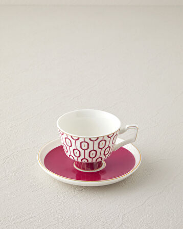 English Home Octavia New Bone China 4 Parça 2 Kişilik Kahve Fincan Takımı 90 ml Fuşya