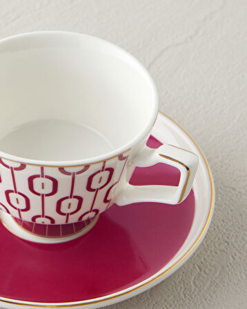 English Home Octavia New Bone China 4 Parça 2 Kişilik Kahve Fincan Takımı 90 ml Fuşya